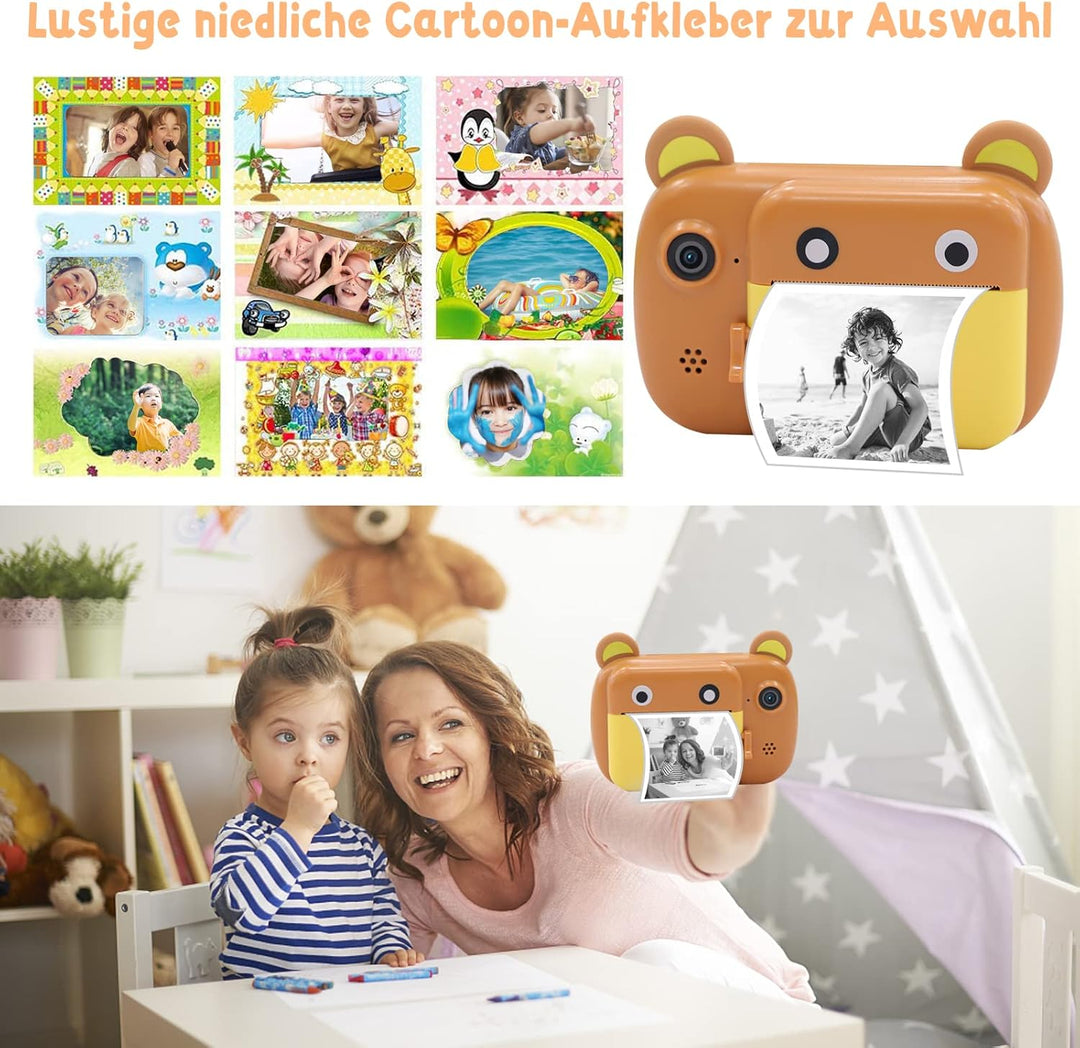 Sofortbildkamera für Kinder, 6,1 cm LCD-Bildschirm Druckkamera, Digitalkamera Mit 6-fachem Zoom, 24