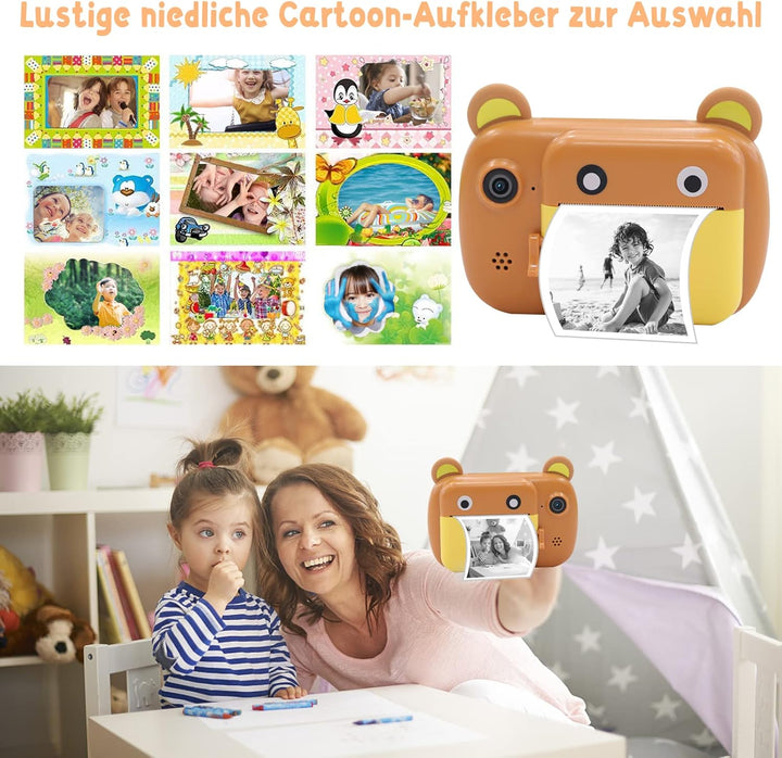 Sofortbildkamera für Kinder, 6,1 cm LCD-Bildschirm Druckkamera, Digitalkamera Mit 6-fachem Zoom, 24