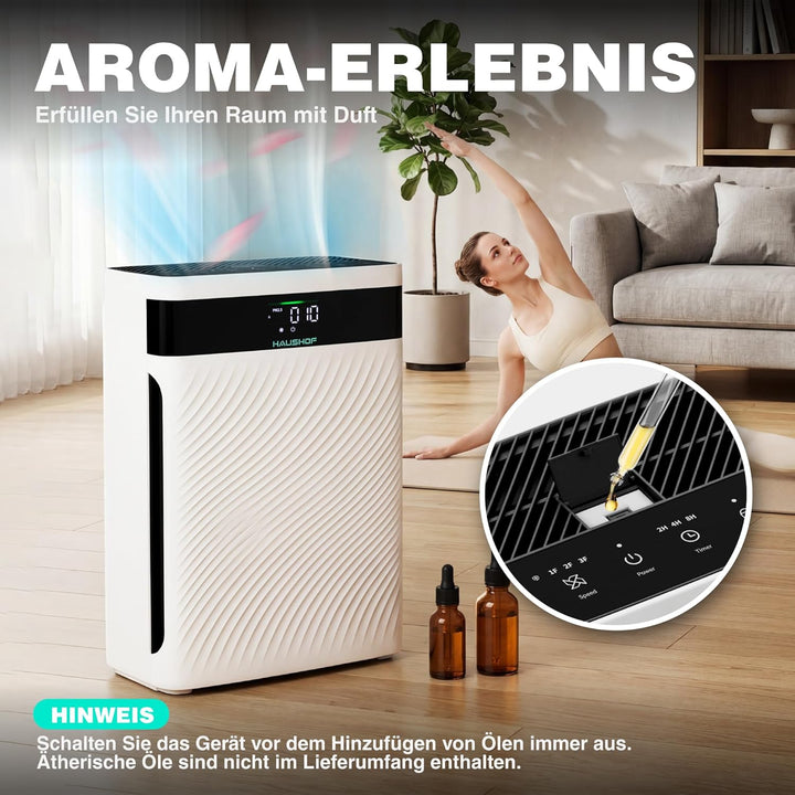 HAUSHOF Luftreiniger Allergiker mit HEPA Luftfilter entfernt 99,97% Partikel wie Staub, Pollen, Tier