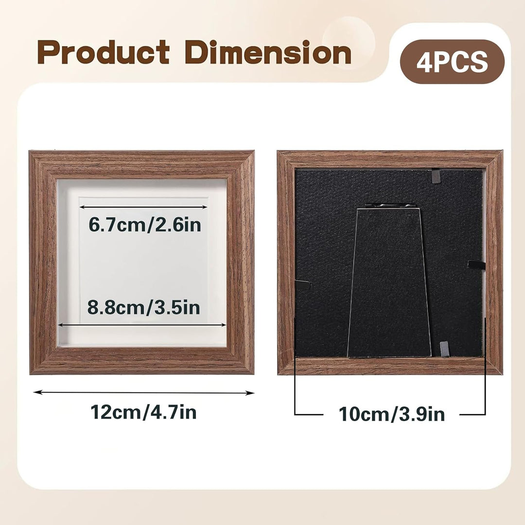 Cuyacili 4 Stück Shadow Box Rahmen 10x10 cm Fotorahmen Schattenbox Rahmen Bilderrahmen für Erinnerun