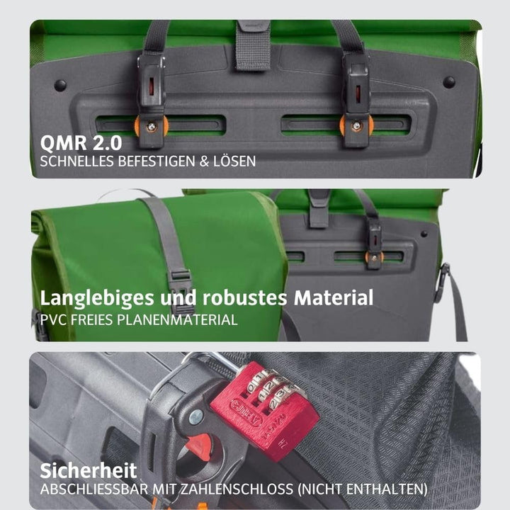 VAUDE Fahrradtaschen für Gepäckträger Aqua Back 2x24L, 2 x Hinterradtaschen wasserdicht, Fahrrad Gep