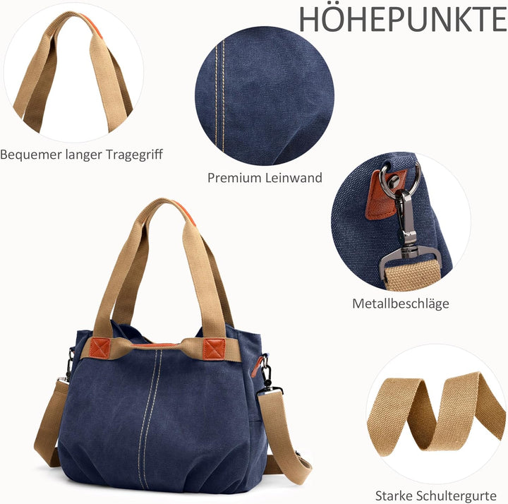 DIRRONA Casual Damen Segeltuch Umhängetasche Gross Kapazität Handtasche Reise Schultertasche Multifu