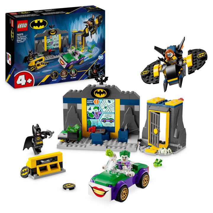 LEGO DC Batman Bathöhle mit Batman, Batgirl und Joker, Superhelden-Spielzeug, Spielzeugauto für Jung