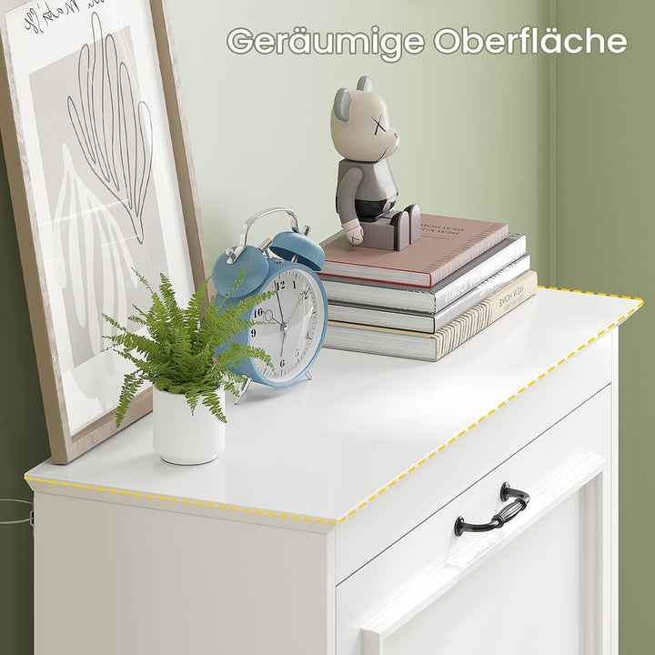 Schuhschrank Weiss Schuhkipper mit 2 Klappen, Schuhkommode Schuhregal mit Trennwände verstellbar und