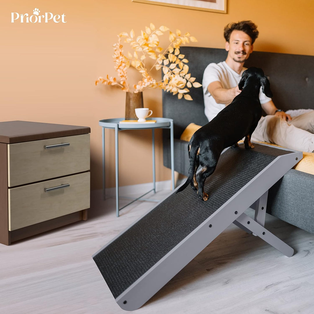 Hunderampe - Hundetreppe für kleine Hunde und grosse Hunde - Einstellbar 18-53 cm - Für Bett, Sofa -