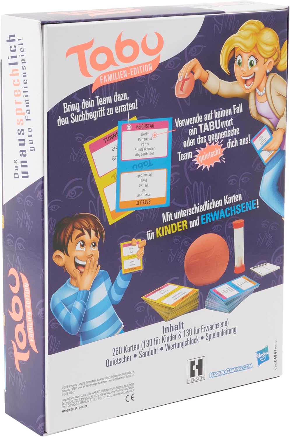 Hasbro Tabu Familien Edition, mit Karten für Kinder und Erwachsene, Familienspiel