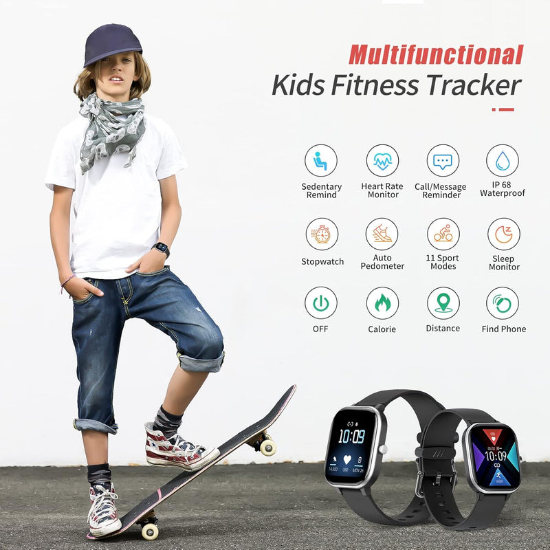 HENGTO Fitness Tracker für Kinder, IP68 wasserdichter Aktivitäts Tracker, Schrittzähler, Herzfrequen