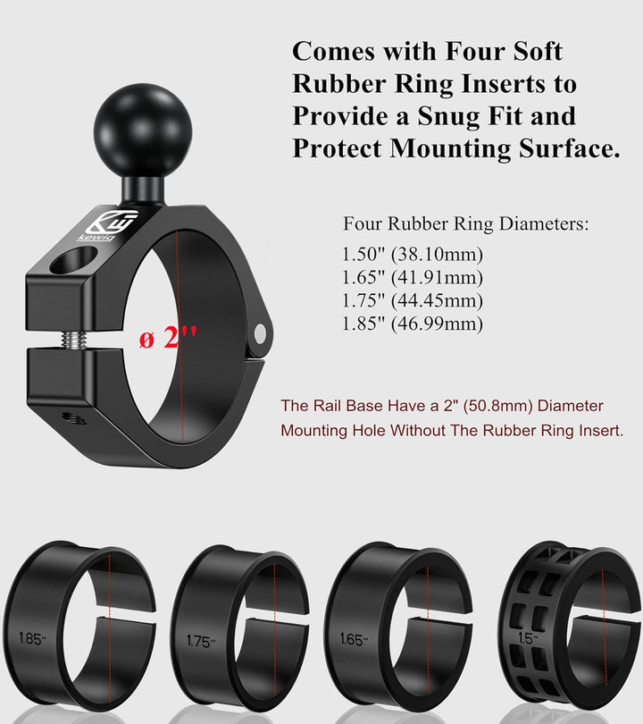 BRCOVAN Aluminiumlegierung grosse Stangenklemmhalterung mit 1 Zoll TPU Kugel für ATV UTV Überrollkäf
