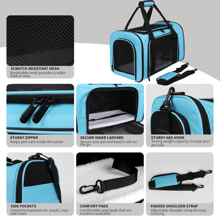 Transportbox für Katzen, weich, Grösse M, Blau 17.0"L x 11.0"W x 11.0"H Blau, 17.0"L x 11.0"W x 11.0