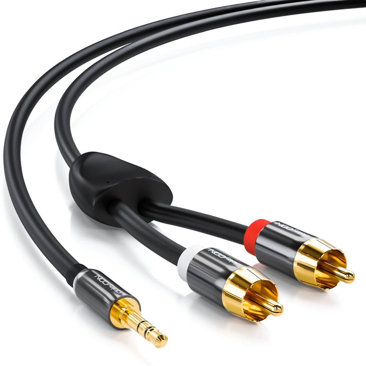 deleyCON 15m Klinkenkabel Cinch Kabel 3,5mm Klinke zu Cinch RCA Stereo Audio Kabel 1x Klinkenstecker