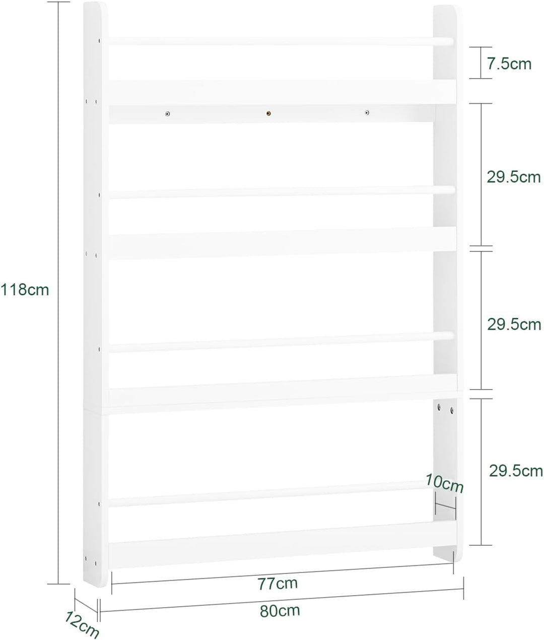 SoBuy Bücherregal Kinder Wandregal für Kinderzimmer Kinder Bücherregal Wand mit 4 Ablagen Montessori