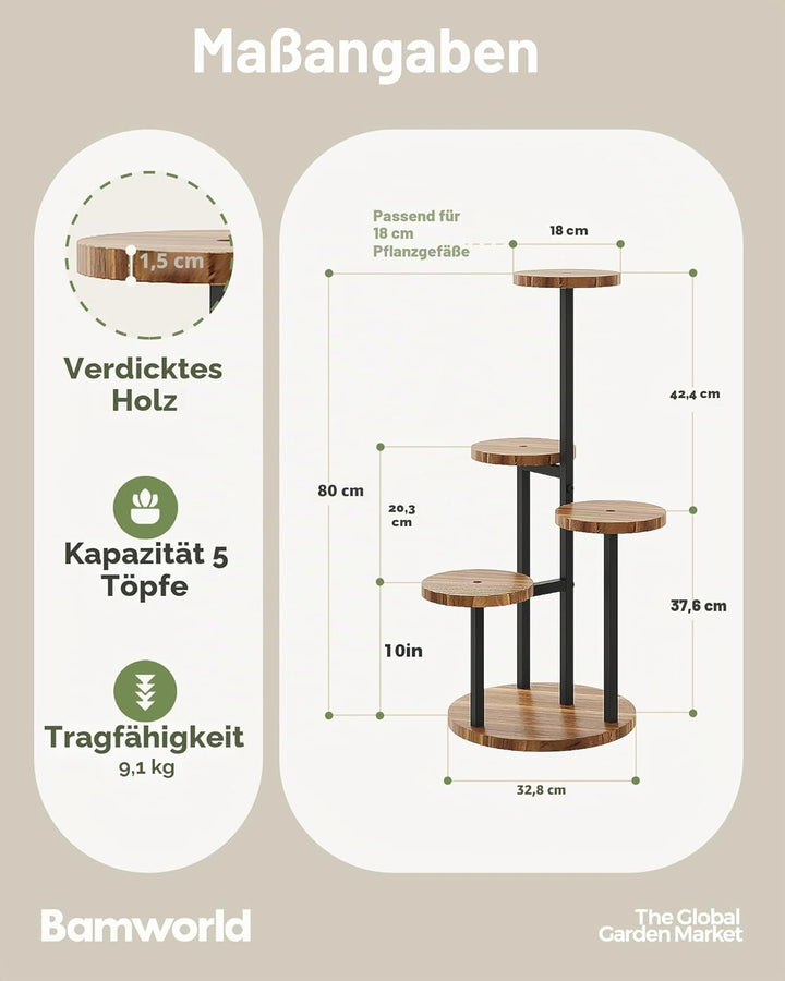 Bamworld Eck-Pflanzenständer für den Innenbereich, 4-stöckiges Metall-Pflanzenregal für mehrere Pfla