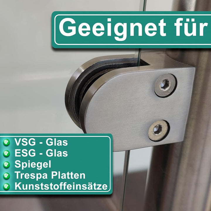 PRIOstahl Glashalter 4 Stück Glasklemmen Klemmhalter Glasplattenhalter 35 x 29 x 18 mm Anschluss: 42