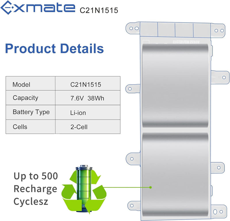 Exmate C21N1515 Laptop Akku für ASUS K756U X756U X756 X756UA X756UB X756UF X756UJ X756UQ X756UV X756