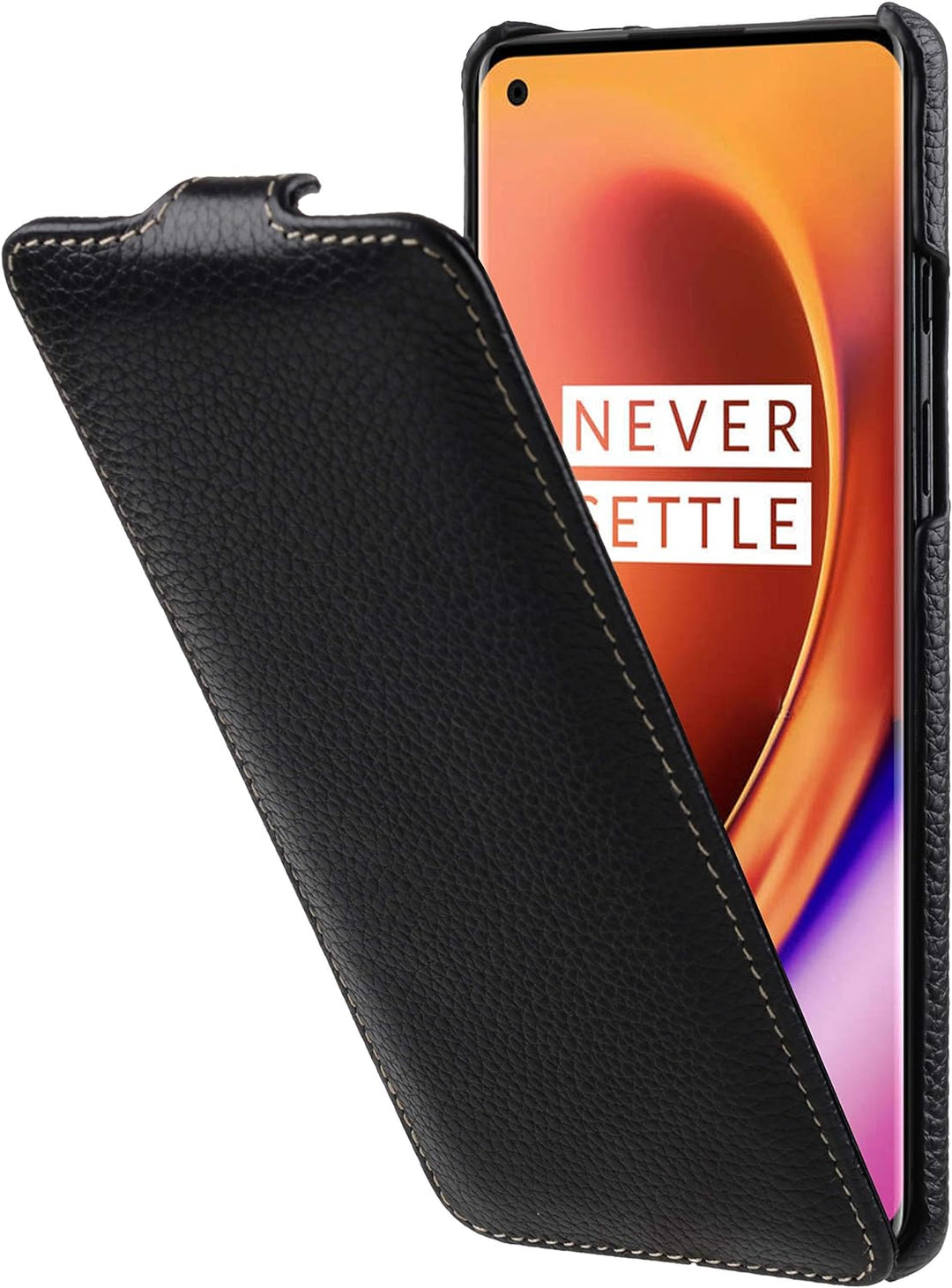 STILGUT UltraSlim entwickelt für OnePlus 8 Hülle aus Leder - OnePlus 8 Flip Case, Klapphülle, Handyh
