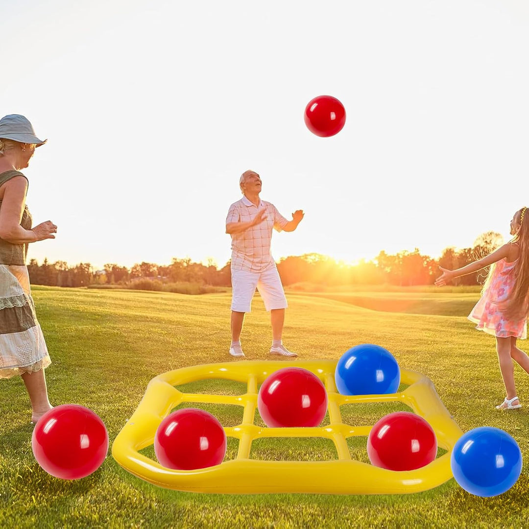 Aufblasbares Wasserspielzeug, Tic Tac Toe Pool Spielzeug mit 10 Aufblasbarer Ball, 9-Kästchen-Gitter