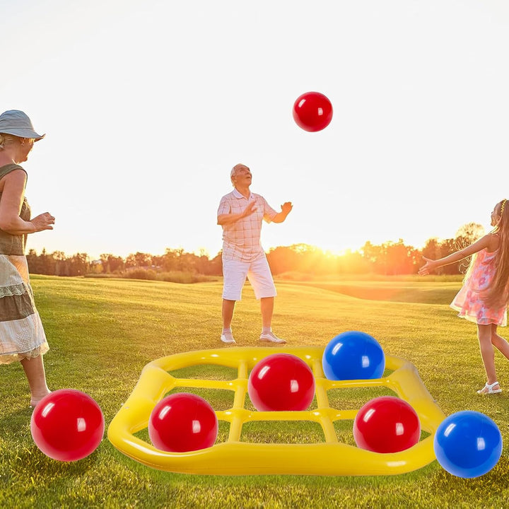Aufblasbares Wasserspielzeug, Tic Tac Toe Pool Spielzeug mit 10 Aufblasbarer Ball, 9-Kästchen-Gitter