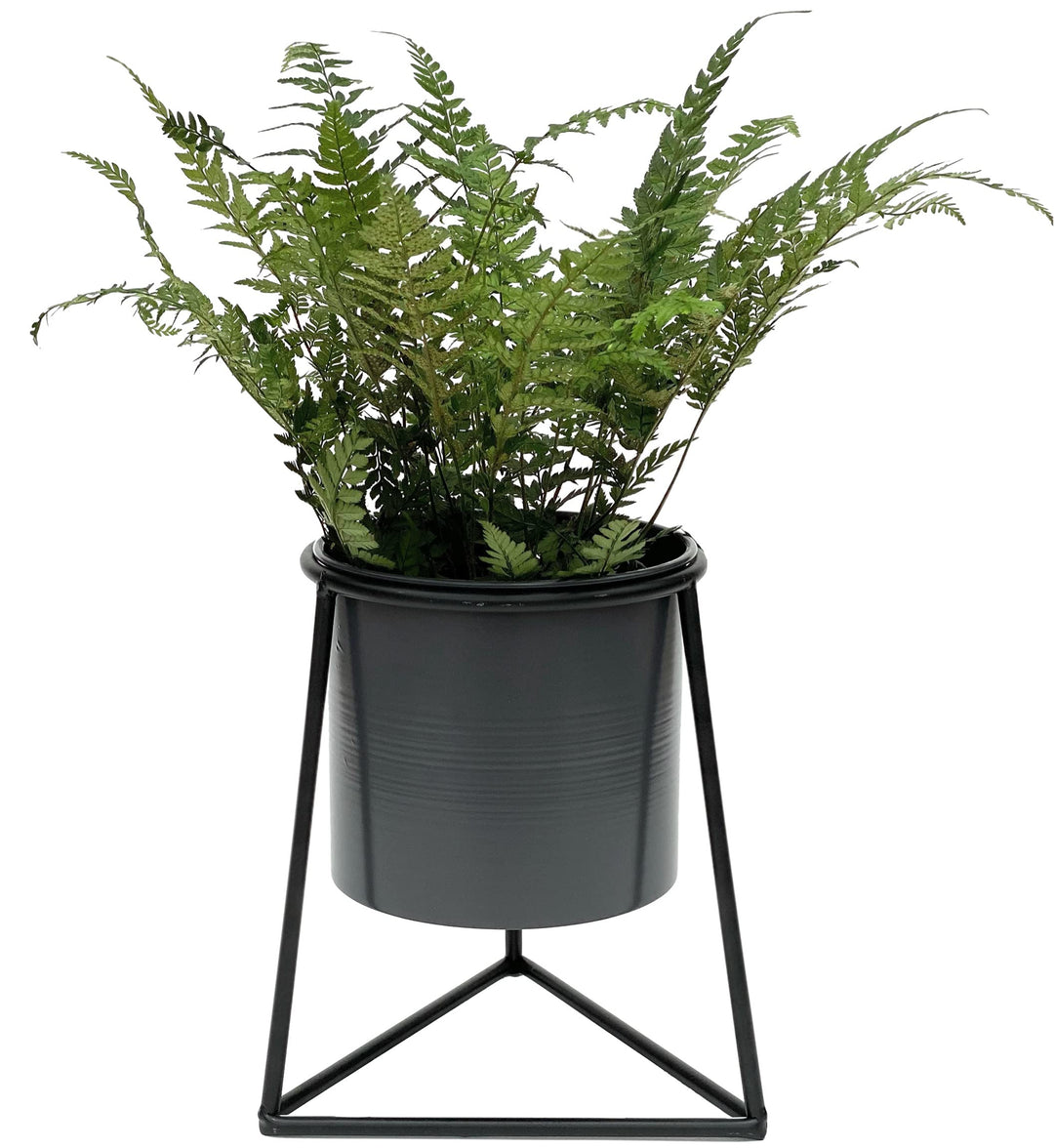 DanDiBo Blumenhocker mit Topf Metall Schwarz S 25 cm Blumenständer 96052 Blumensäule Modern Pflanzen