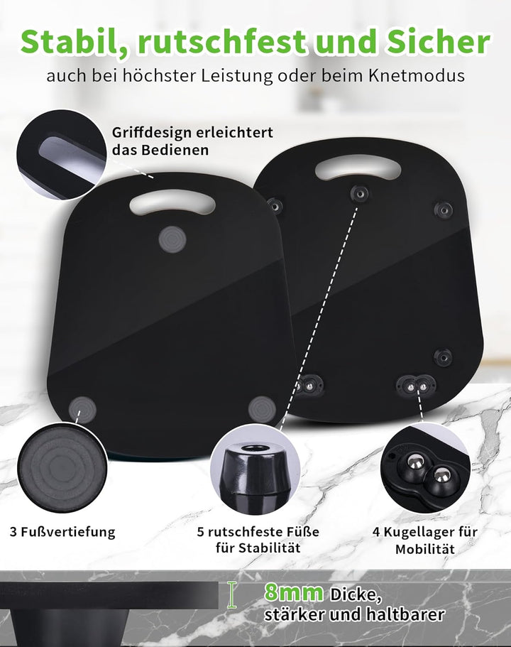 Gleitbrett für Thermomix TM6 TM5, 8mm Rollbrett Thermomix TM6 TM5 mit Rollen und Handgriff, Gleitbre