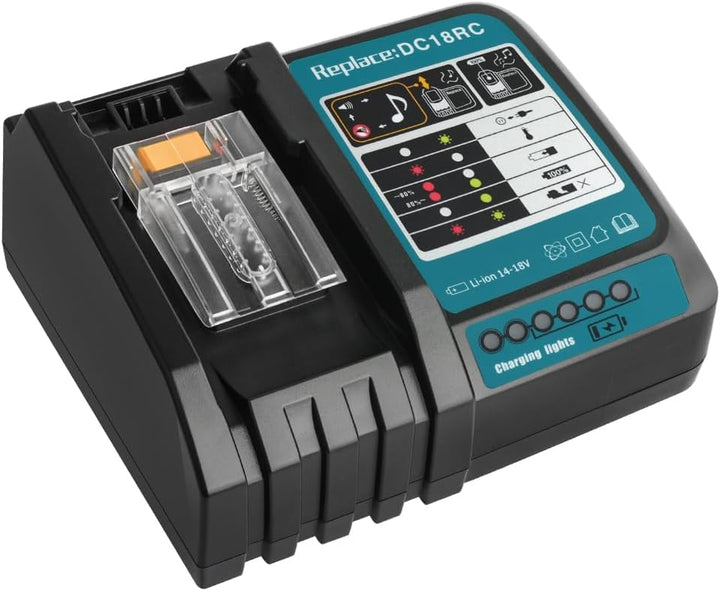 Waitley Schnellladegerät DC18RC kompatibel mit Makita 14,4 Volt und 18 Volt Akku
