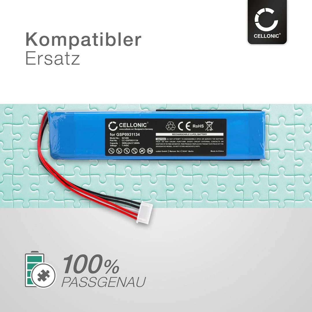 CELLONIC, Lautsprecherakku kompatibel mit JBL Xtreme 1 (5000mAh, 7.4V) Ersatzakku GSP0931134 1x 5000