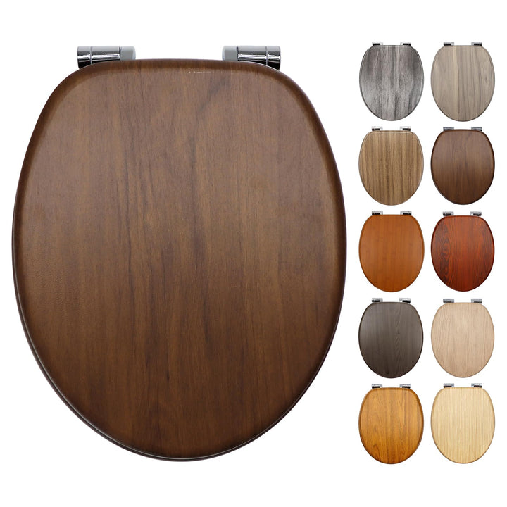WC Sitz mit Absenkautomatik, Toilettendeckel aus Holz, Stabil Klodeckel mit Soft Close, Toilettensit