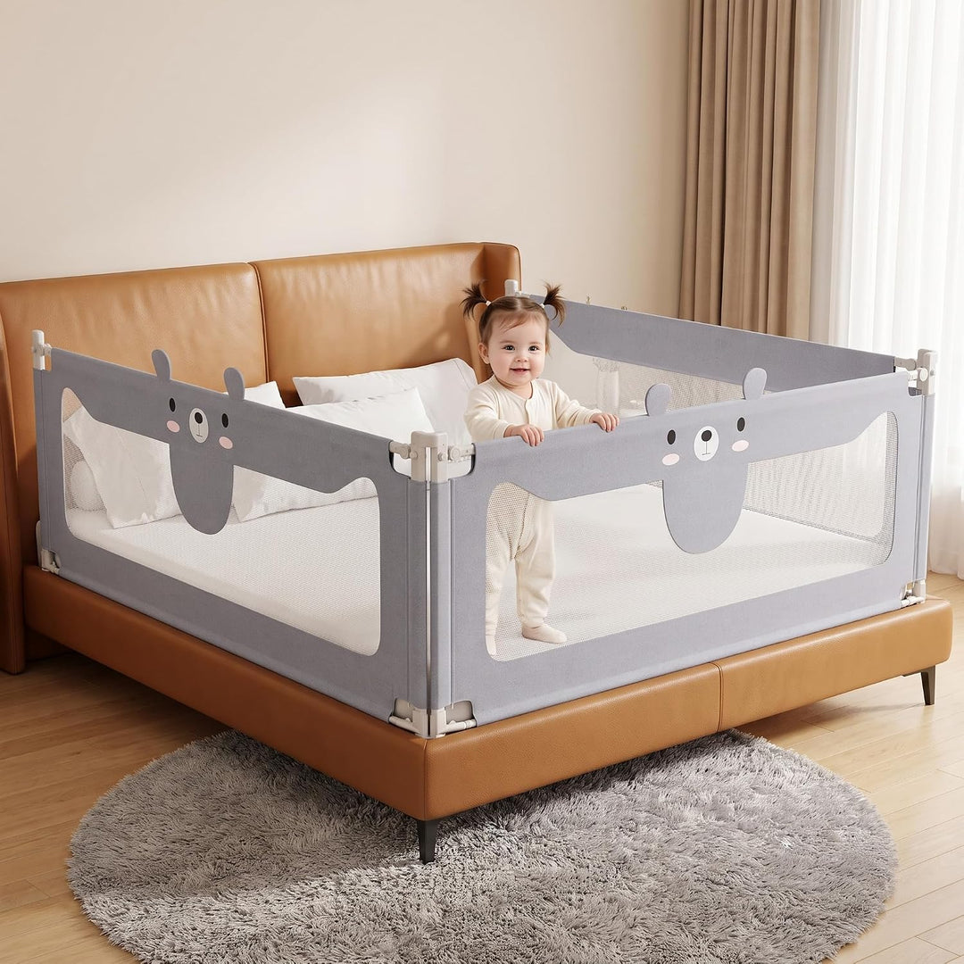 NAIZY Rausfallschutz Bett 180cm Bettgitter Baby Bettschutzgitter mit Höhenverstellbar Kinderbettgitt