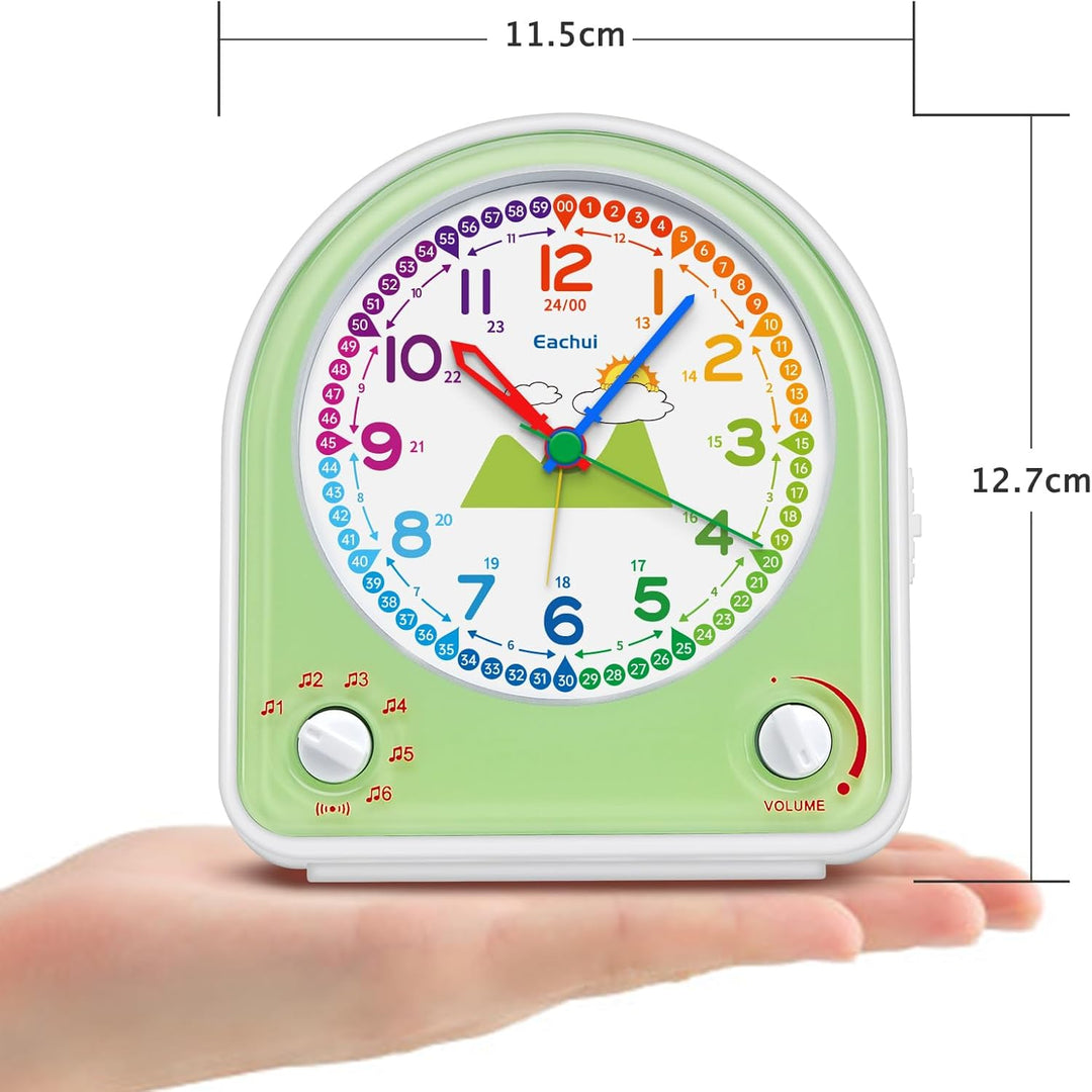 Eachui Analog Wecker für Kinder mit Schlummerfunktion, Nachtlicht, Einstellbarer Lautstärke und 7 Al
