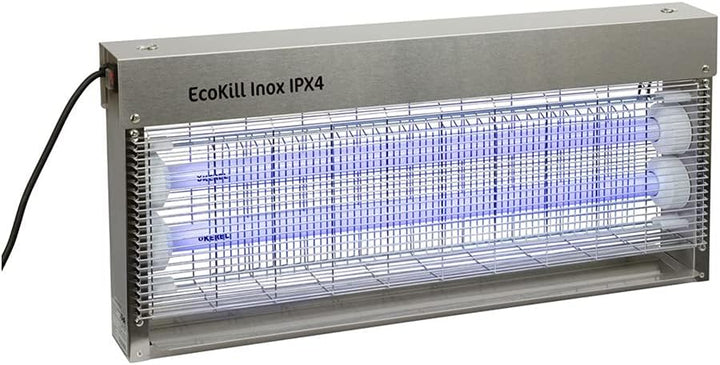 Kerbl 299936 Elektrische Fliegenvernichter Ecokill, Inox IP X 4, 2 x 20 W, 1 Stück (1er Pack), IP X