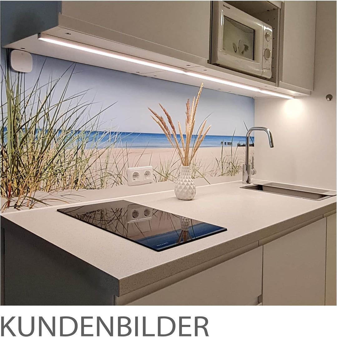 StickerProfis Küchenrückwand selbstklebend Glasoptik - DÜNENBLICK - 1.8mm, Versteift, alle Untergrün