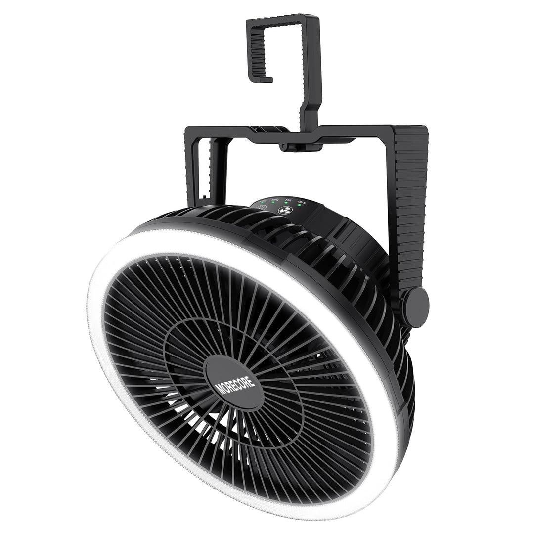 10.000 mAh wiederaufladbarer batteriebetriebener Campingventilator mit LED-Laterne, tragbarer Ventil