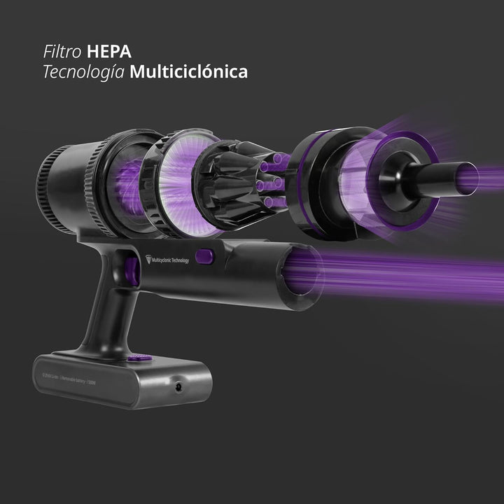 Ufesa UV Light Akku‑Staubsauger, Brushless‑Digitalmotor, 500W, 55 Min, 26000Pa Saugkraft, Multizyklo