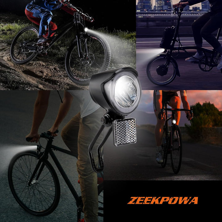 E-Bike Dynamo LED Fahrradlicht 30-100 LUX mit StVZO Zulassung - Fahrradlampe Frontlicht & Scheinwerf