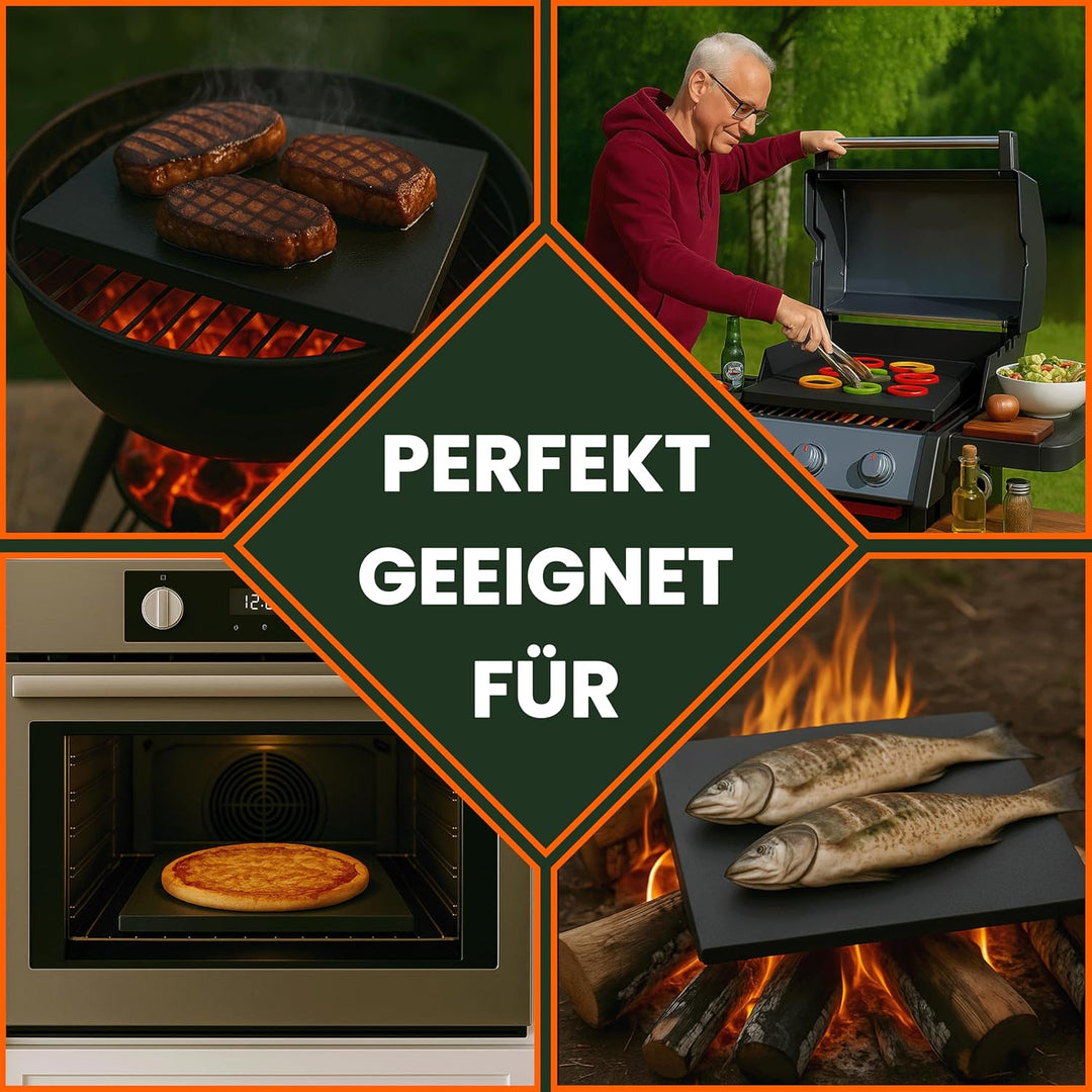 Pizzastein, Heisser Stein, Grillstein, Brotbackstein aus glasiertem Cordierit