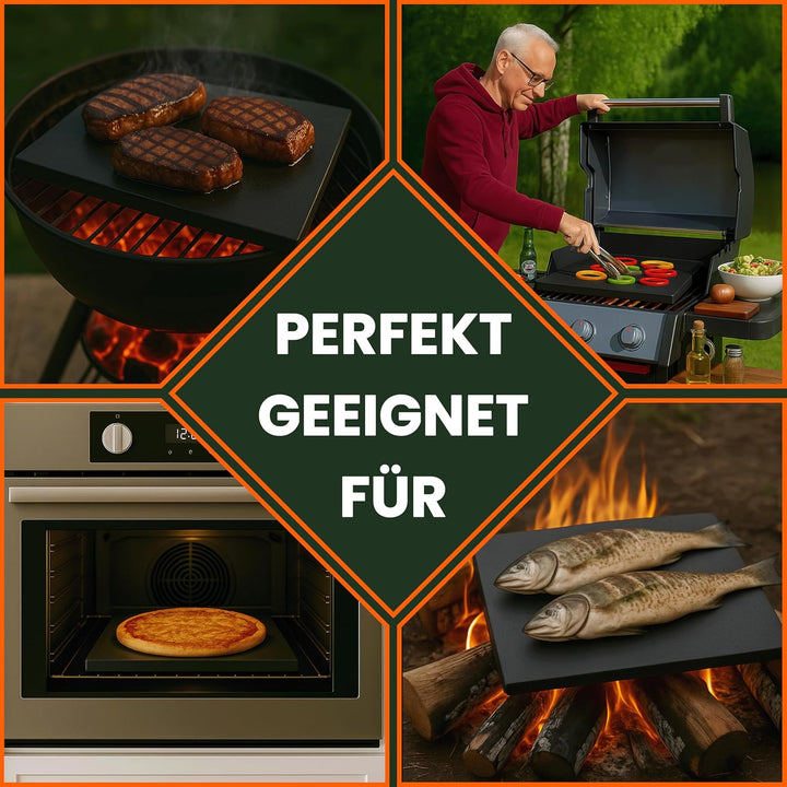 Pizzastein, Heisser Stein, Grillstein, Brotbackstein aus glasiertem Cordierit