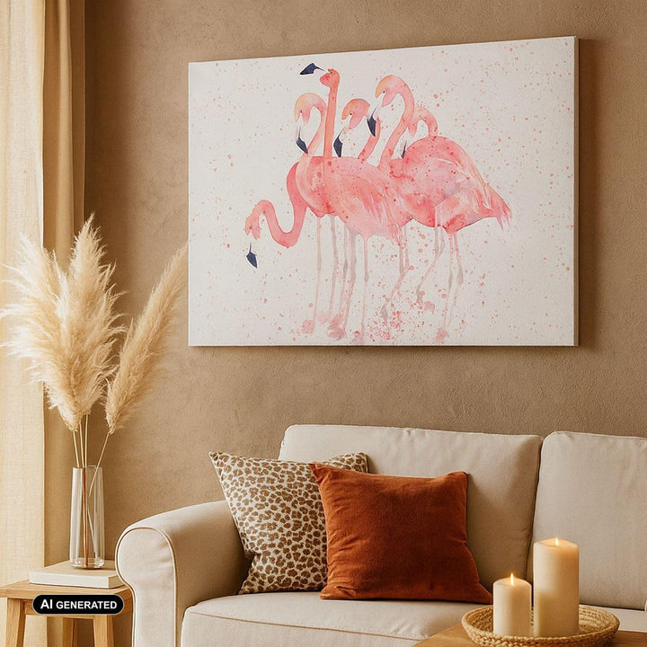 ARTTOR Bilder auf Leinwand 100x70cm Leinwandbild Flamingo Vogel Wasser Gross Wanddeko Bild Schlafzim