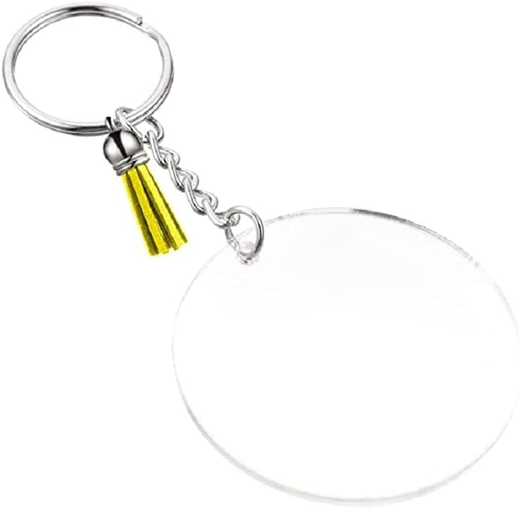 200 Stück Acryl-Schlüsselanhänger-Rohlinge, Quasten-Set, inklusive Schlüsselringen mit Kette und Bie