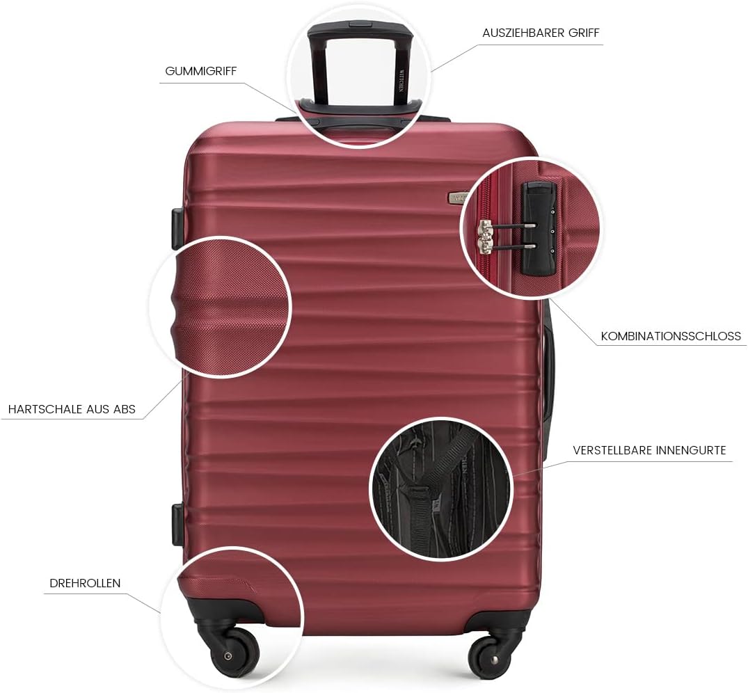 WITTCHEN Reisekoffer 3er Koffer-Set Rollkoffer Trolley Handgepäck Reisekofferset Gepäckset Hartschal