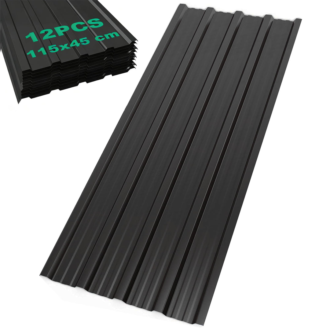 12PCS Trapezblech Dachplatten 115x45CM, Kleines Grasmuster Verzinkter Stahl 0,25mm Profilblech für D
