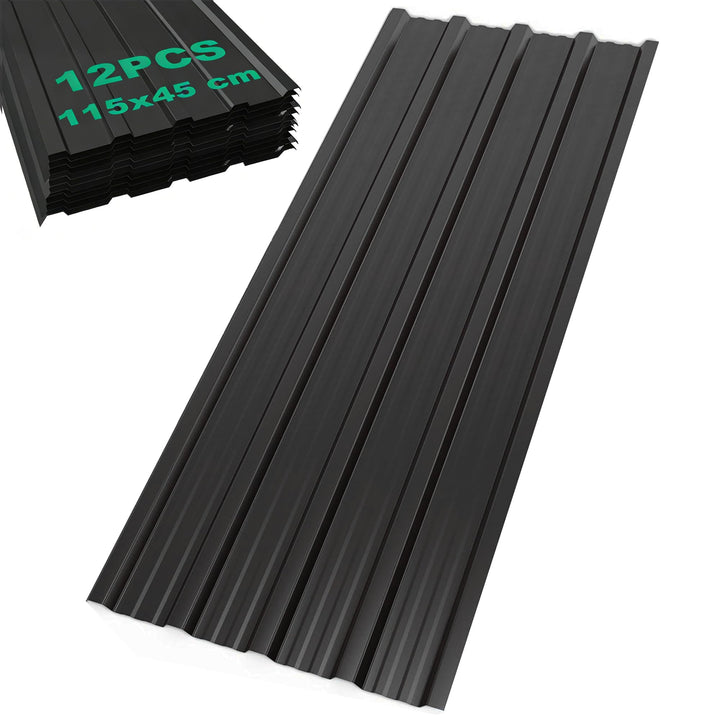 12PCS Trapezblech Dachplatten 115x45CM, Kleines Grasmuster Verzinkter Stahl 0,25mm Profilblech für D
