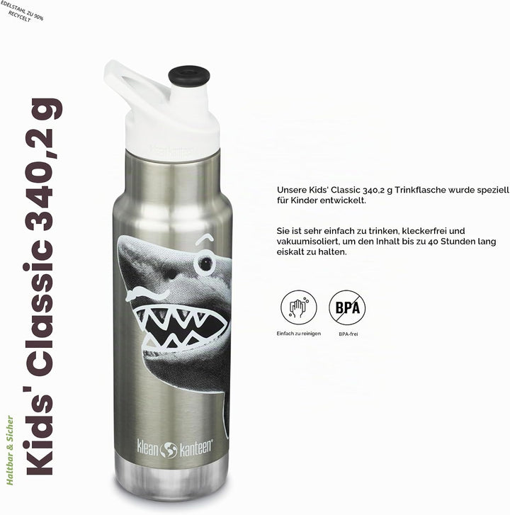 Klean Kanteen Unisex – Erwachsene Classic Sport Flasche Einheitsgrösse Single Mr. Shark, Einheitsgrö