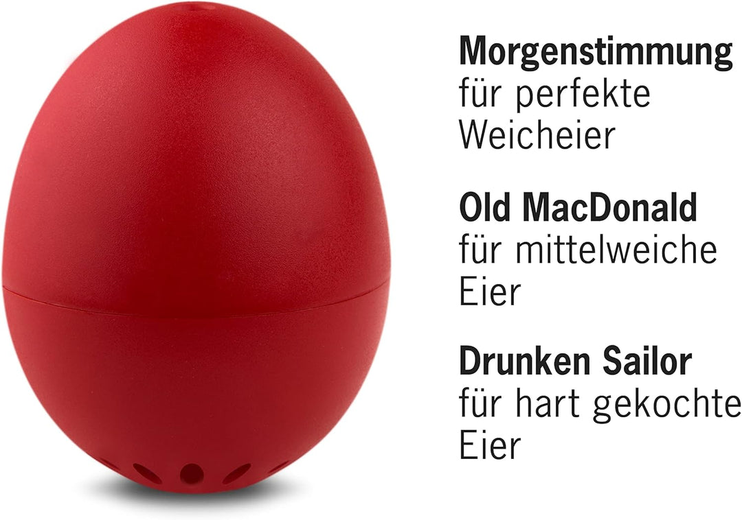 PiepEi Classic Rot - Singende Eieruhr zum Mitkochen - Eierkocher für 3 Härtegrade - Piep Ei mit 3 Me
