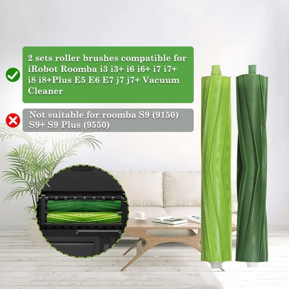 2 Set Ersatzrollen Bürsten Kompatibel für iRobot Roomba E & I & J Serie, i7 i7+ i3 i3+ i6+ i8+ j7 j7