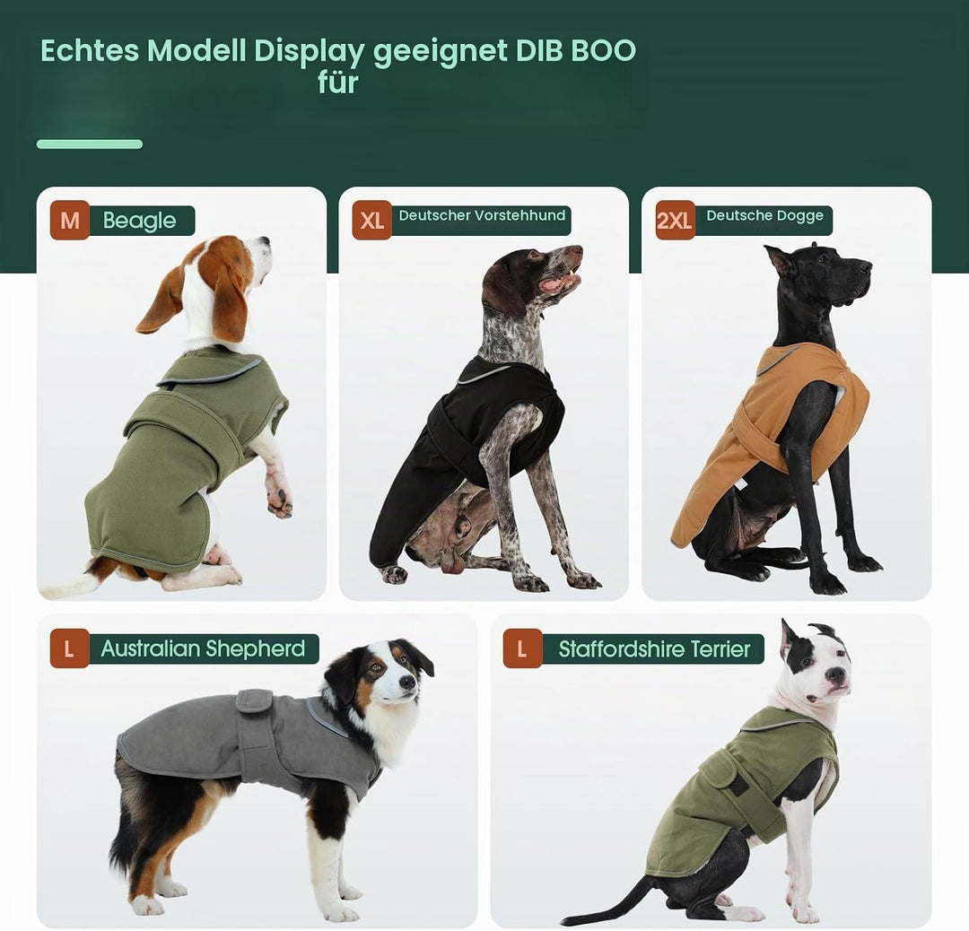 Kuoser Wasserdicht Hundemantel Hundejacke für Kleine Mittelgrosse Hunde, Reflektierende Leinwand Win