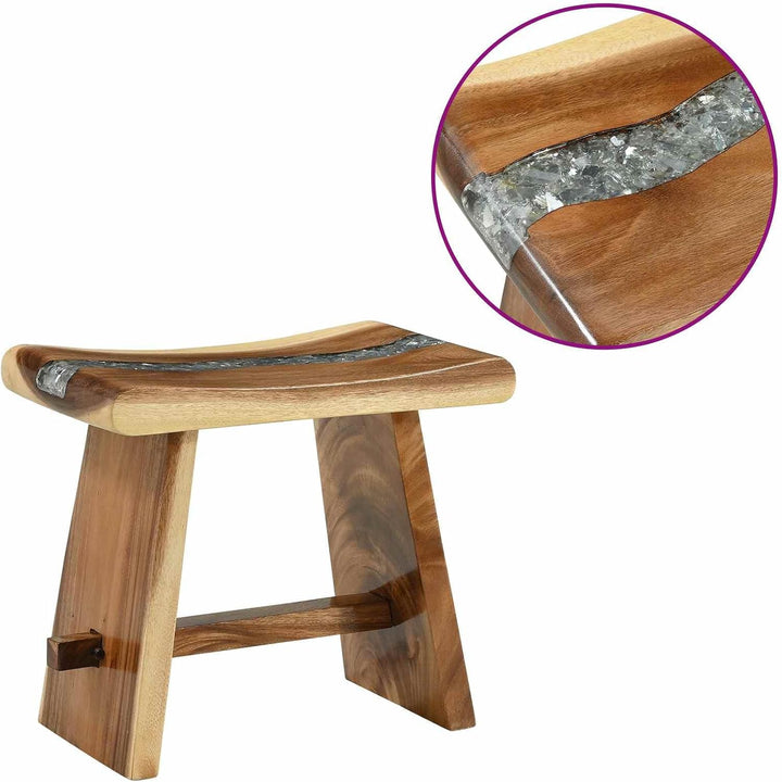 Mangloder Duschhocker aus massivem Suarholz Natur 50 x 30 x 44 cm handgefertigt mit PU-Beschichtung,