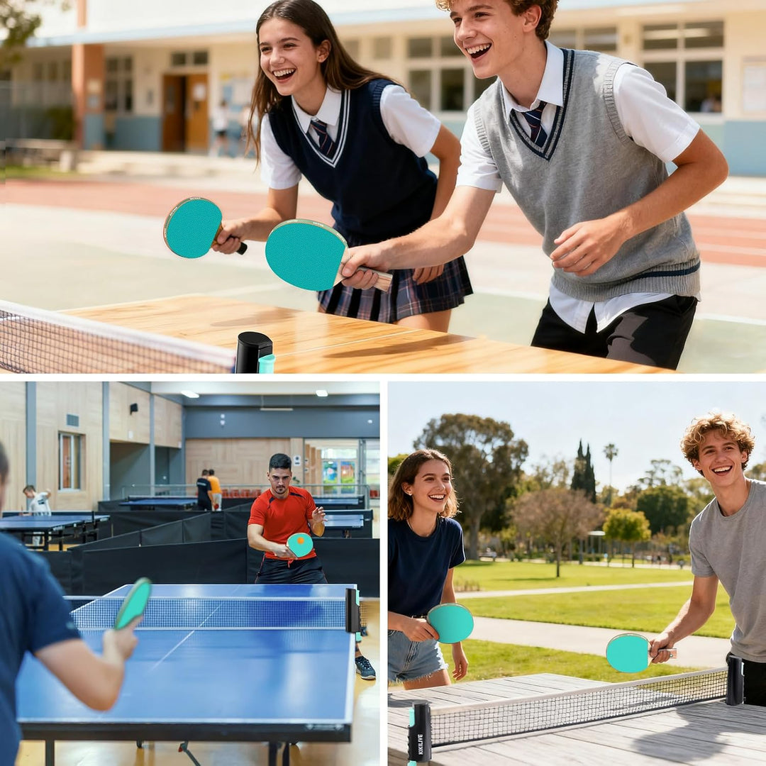 Tischtennis Set mit ausziehbarem Netz, 2 Schlägern, 6 Bällen und Tragetasche – das tragbare Set für