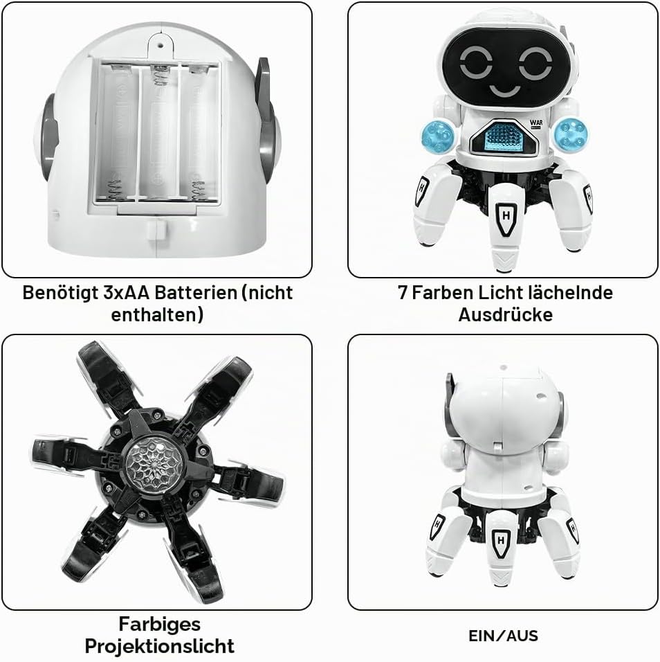YATOSEEN Kinder Roboter Spielzeug, Begleitroboter für Kinder, mit Bunter Lichtprojektion, Tanzen, Si