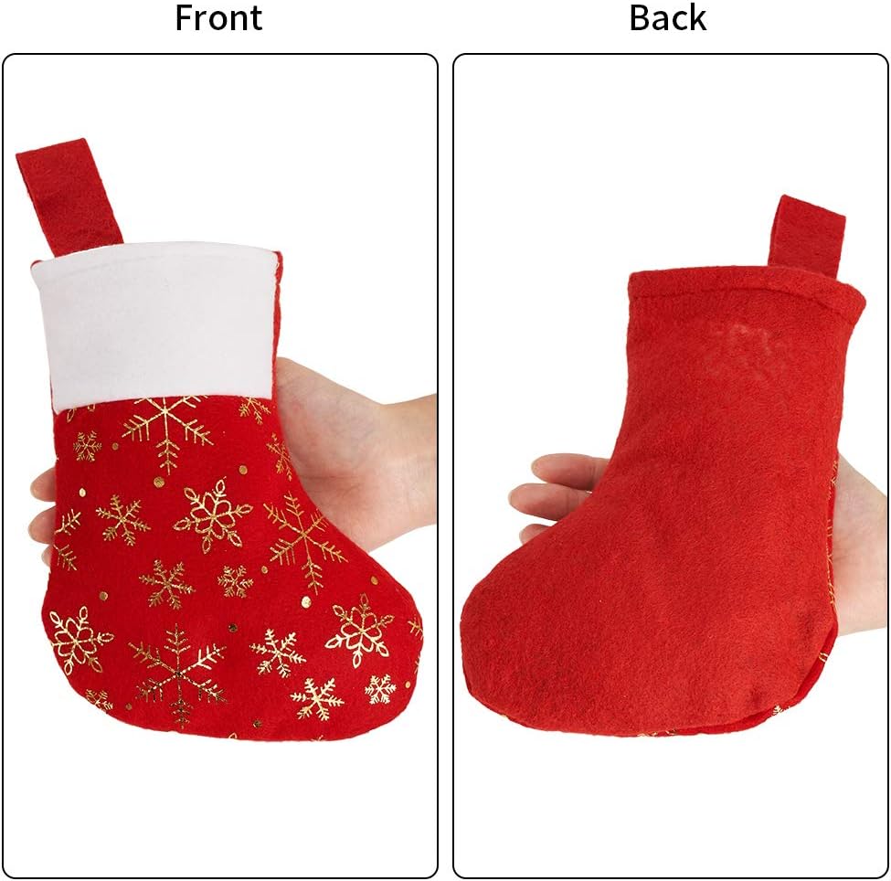 CCINEE Weihnachtsstrümpfe, Weihnachtsstrümpfe, Schneeflocken, Weihnachtsstrumpf, rotes Flanell, Kuns