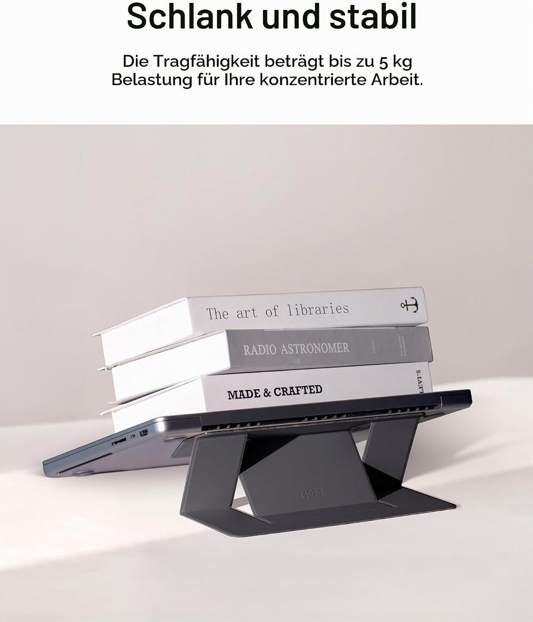 MOFT Laptop Ständer, Faltbarer Laptopständer Notebook Ständer mit 2 einstellbaren Winkeln, Haltung V