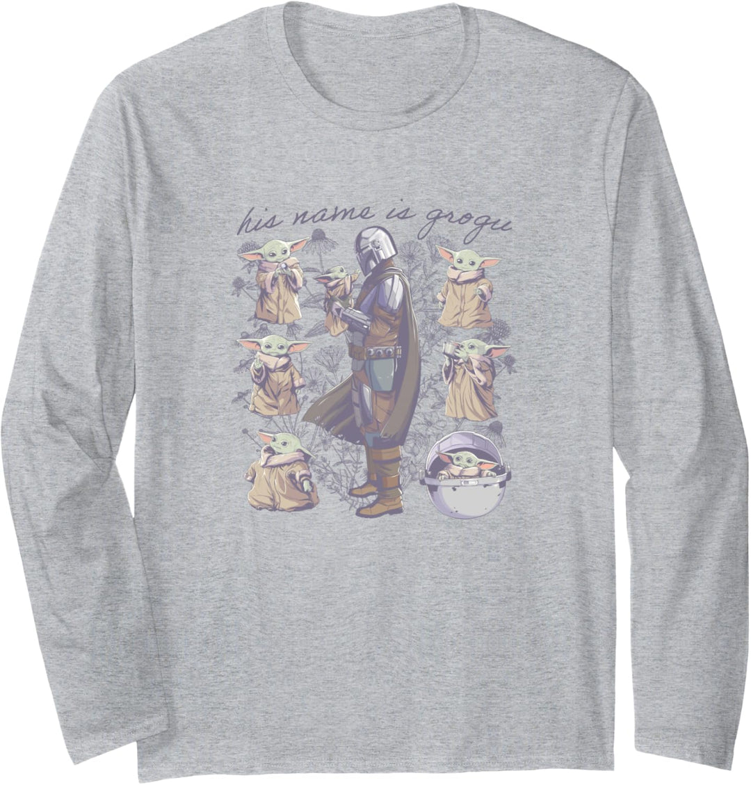Star Wars: The Mandalorian & Grogu Sketch Say His Name Langarmshirt
